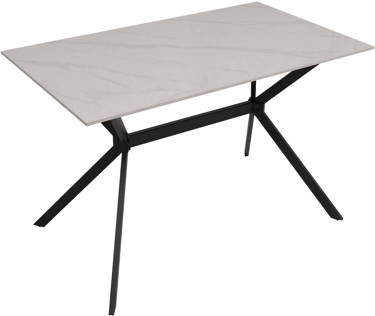 Eettafel MCW-O58, eettafel van gesinterd metaal, marmerlook 120 cm ~ wit