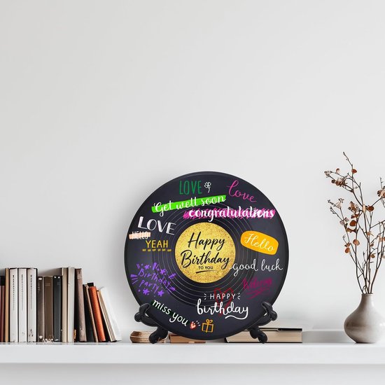 2 Stuks Vinyl Record Decor Gastenboek voor Feest, Retro Platen Aanmeldbord met Houder, 8 Stickers & 12 Pennen, Alternatief Gastenboek voor Verjaardag, Afstuderen, Bruiloft, Afscheid, DIY — afbeelding 3