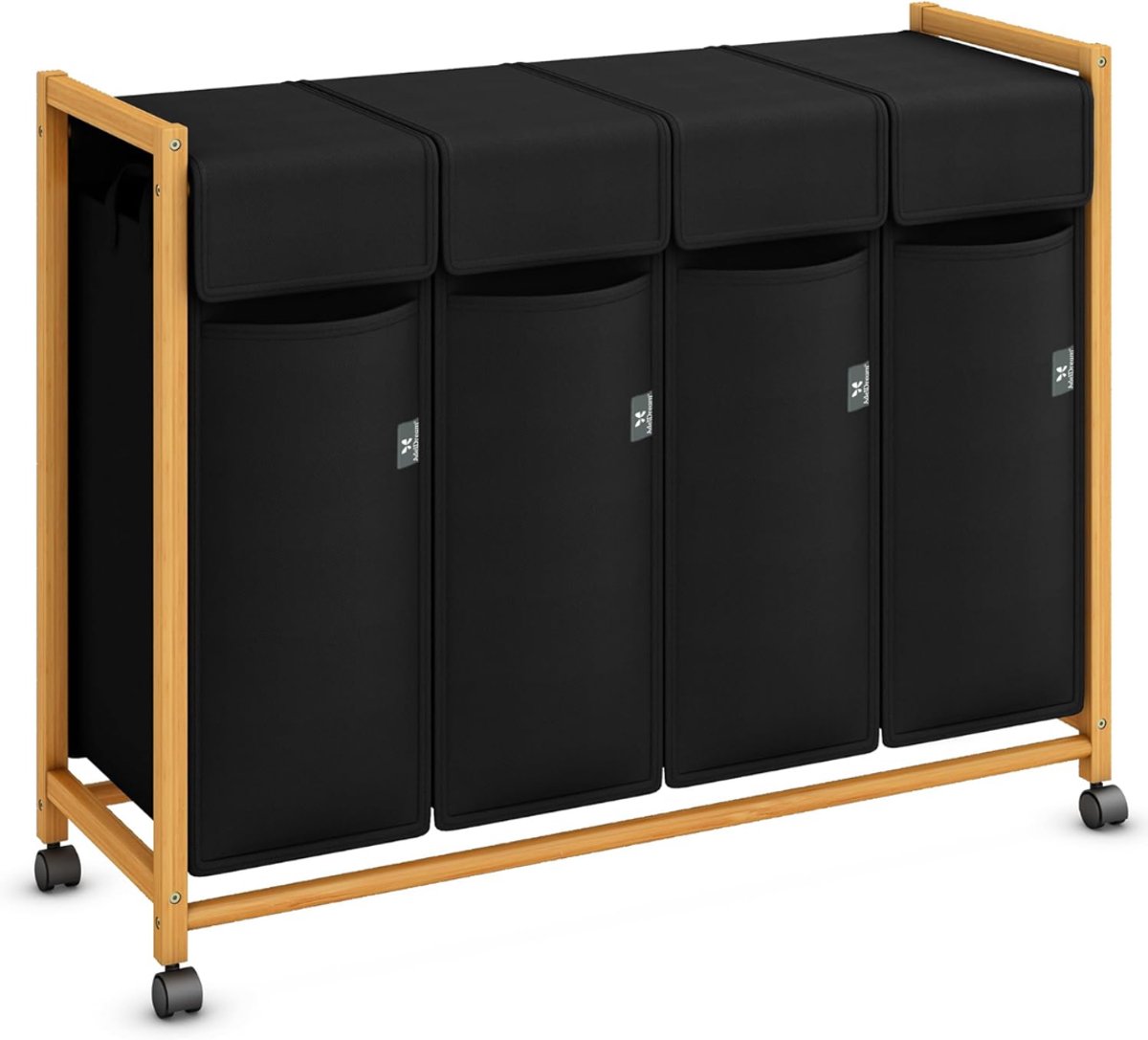 VALI® Wasmand - 200L - Wasmand 4 Vakken - Wasmanden - Zwart - 102cm x 36cm x 82cm