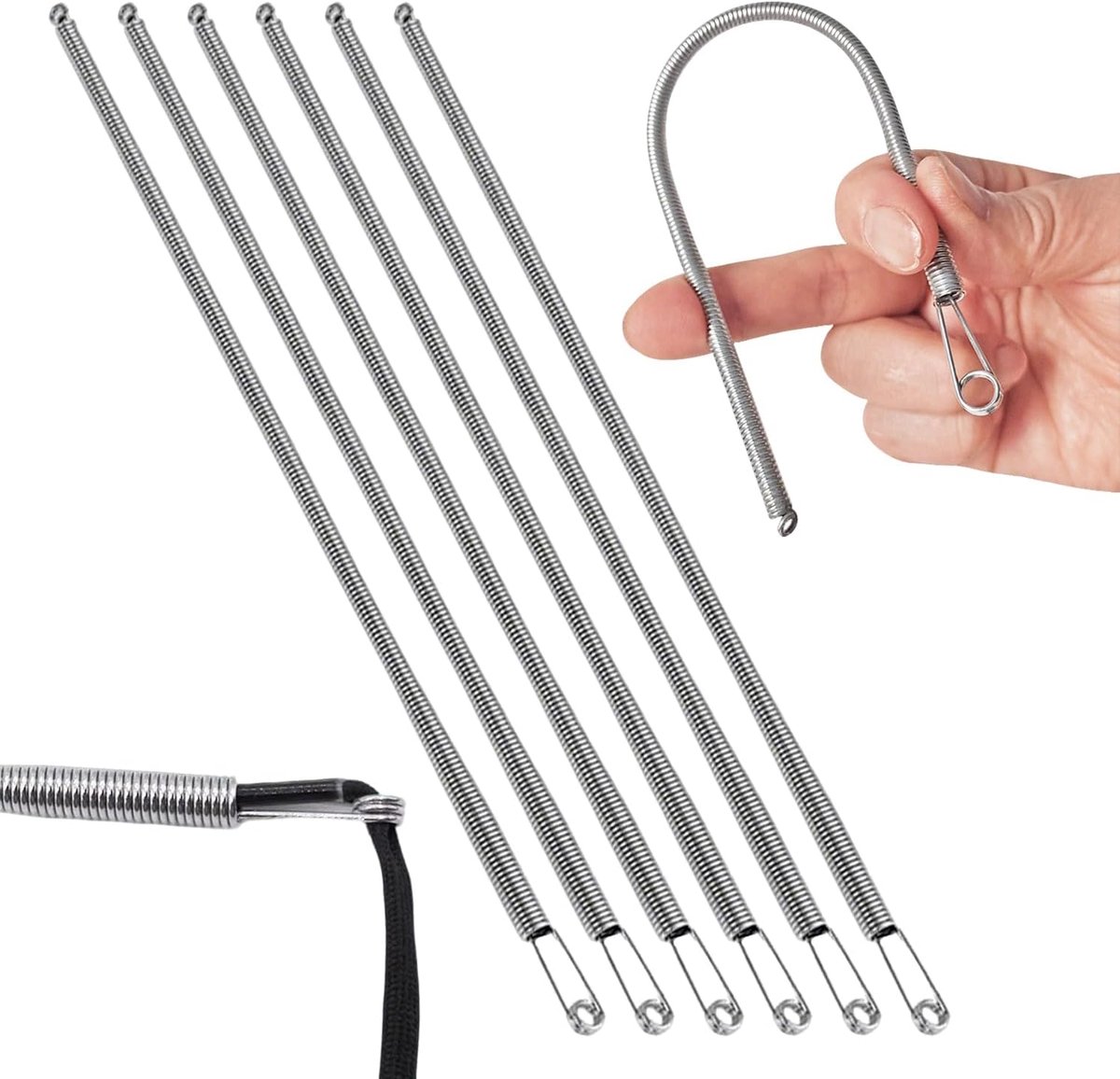 6 stuks draadgereedschap, veertrekkoord threader gereedschap, flexibel en elastisch metalen veergereedschap, multifunctionele snaar vervanging trektrektrekker, voor elastische taillebanden