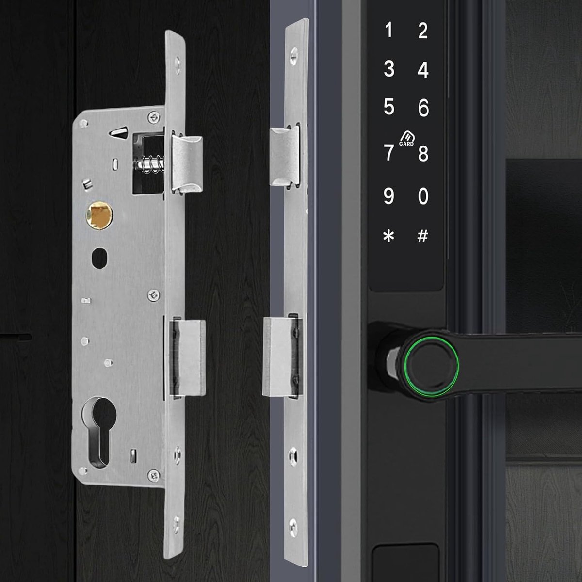Zilverkleurig roestvrijstalen eenpunts deurslot, Robuust insteekslot voor tuinpoort, Pijpkaderpoortslot voor voordeur, kamerdeur, metalen deuren, slotinzet (92 x 30 mm)