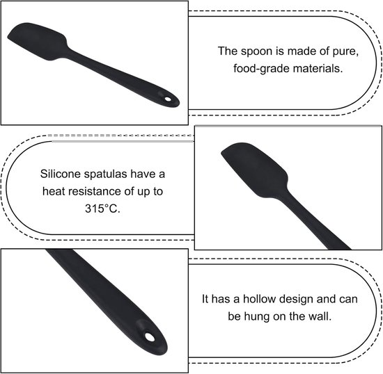 klein, 2 stuks 22,7 cm siliconen spatel, klein, restepels, 315 °C hittebestendige flexibele naadloze mini-spatel voor bakken, koken, ideaal voor kleine containers en moeilijk bereikbare van klein — afbeelding 2