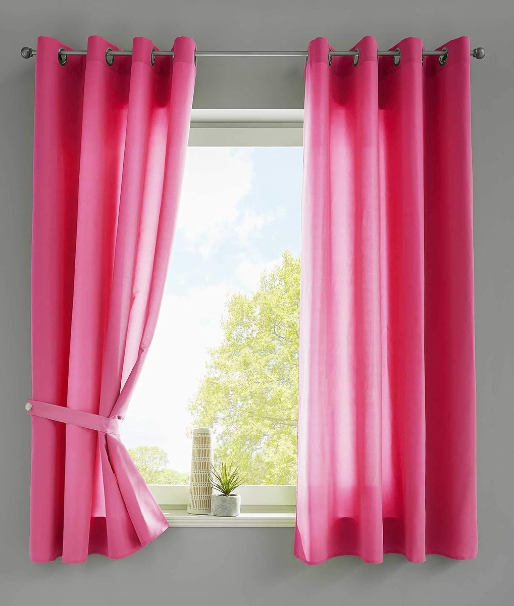 Set van 2 gordijnen sjaal oogjes »Berlin« HxB 175x140 cm roze ondoorzichtig microsatijn lichtdoorlatend uni mat, 20405N2, 20405N2-025