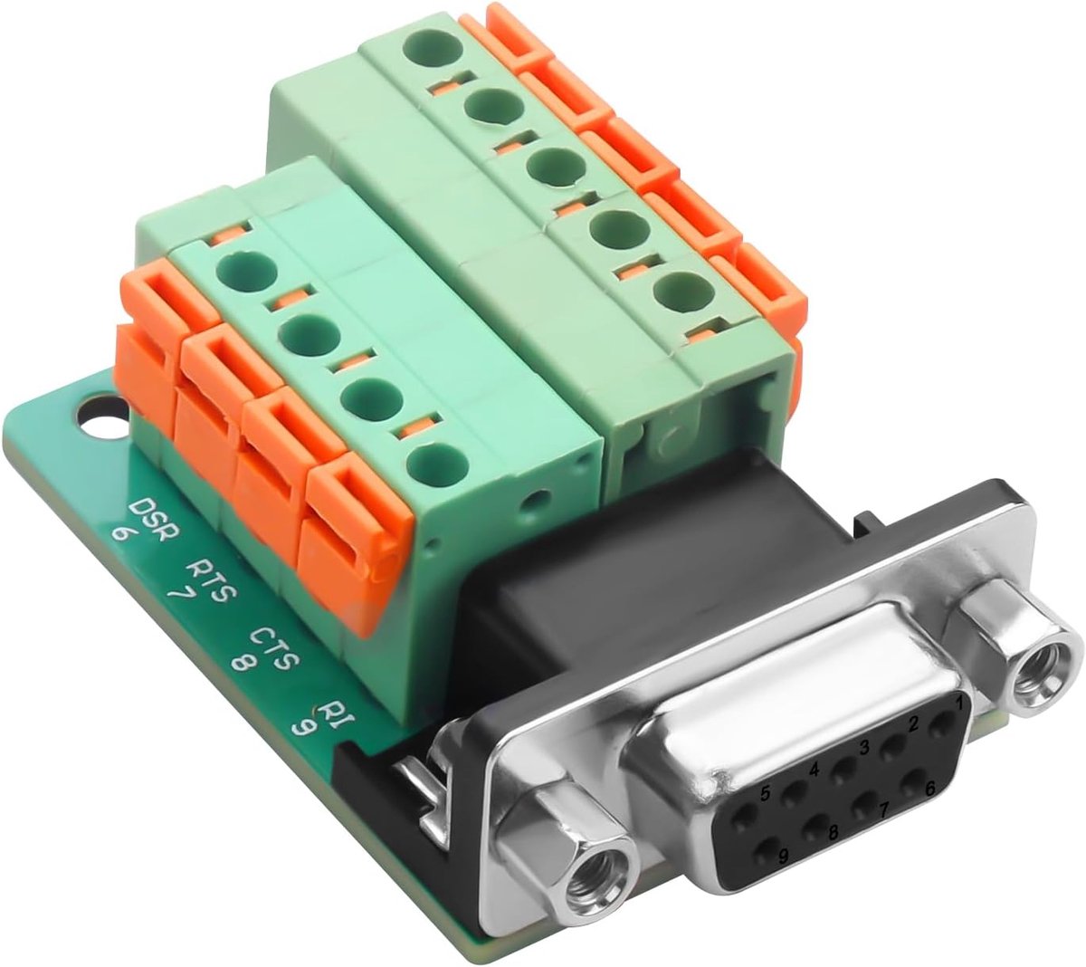 DB9 Quick Connect Solderless Connector RS232 DB9 Vrouwelijk naar Klemmenblok Schroefloze Seriële Adapter D-SUB 9Pin Solderless Socket Front M6 Moer, voor Reparatie/DIY RS232/RS485/RS422