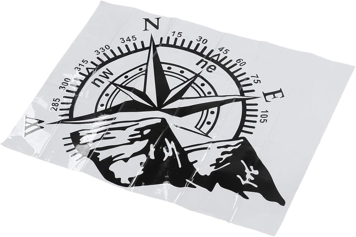 Decal Auto Patroon Sticker voor Truck SUV Caravan 48 x 34cm | Super Zelfklevend, Waterdicht, Versieren Auto Deuren Bodies Achter, Kompas/Berg Elementen, UV Bestand, Camper Decals