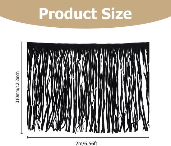 2,18 Yards Suede Fringe Trim Zwart Dubbelzijdig Lederen Kwastje Western Fringe Trim Cowboy 31 cm Breed Naaien Franje Trim voor Ambachten DIY Naaien Jurk Ambachten Rok Decoratie — afbeelding 5