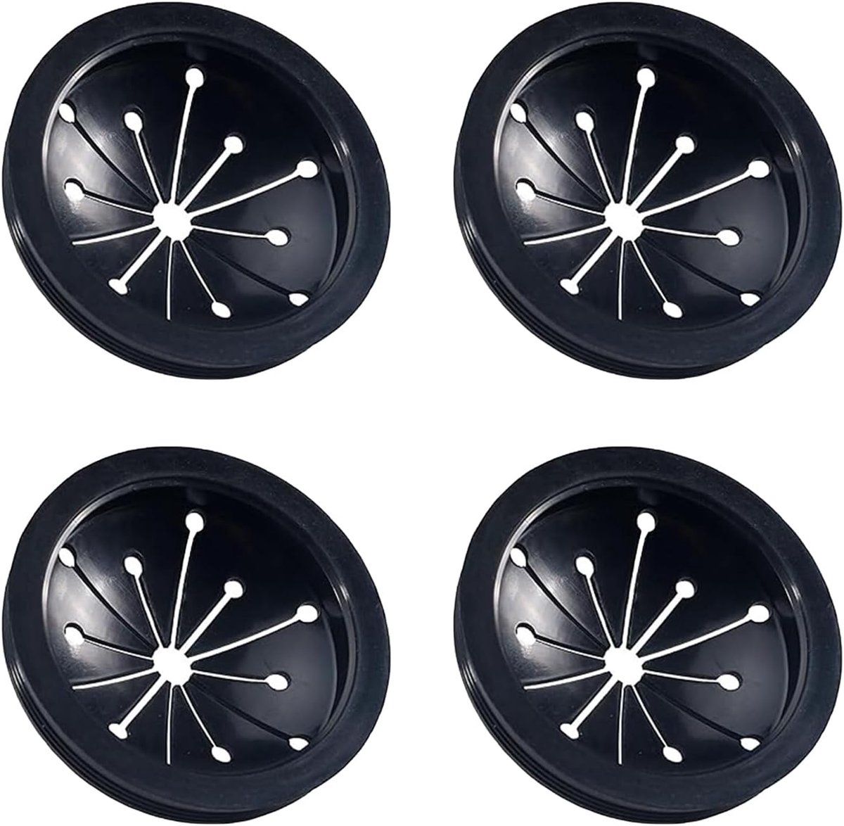 4 x afvalverwijderaar, spatbescherming, rubber, 80 mm gootsteen, afvoerbescherming, scheidingswand, Silent Guard