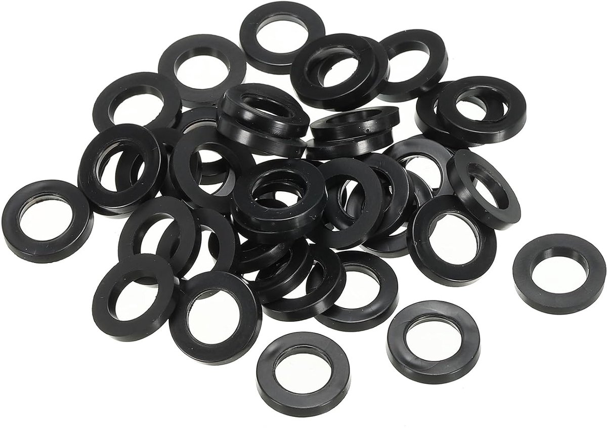 M7 Rubberen sluitringen, rubberen afdichting, rond, 60 stuks, 7 mm ID, 12 mm OD, 3 mm dik, platte sluitringen, set, afdichtingsrubber voor kraanbuis, bevestigingsschroef, zwart