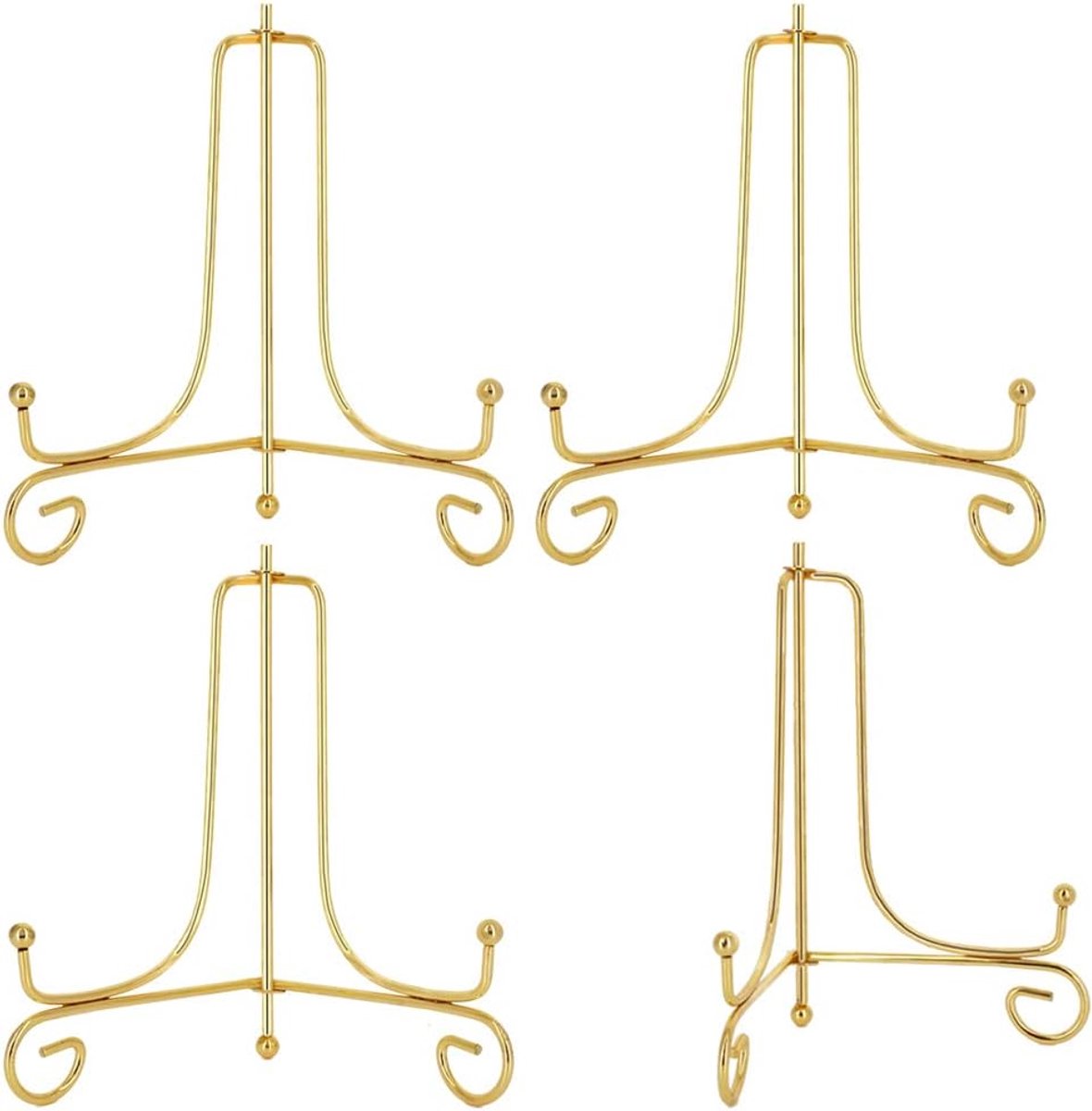 SnelShoppen - 6 Inch Gouden IJzeren Bordstandaard Voor Borden, Foto's, Kunstwerken - Set van 4, Stevig en Duurzaam, Elegante Display voor Huis en Tuin