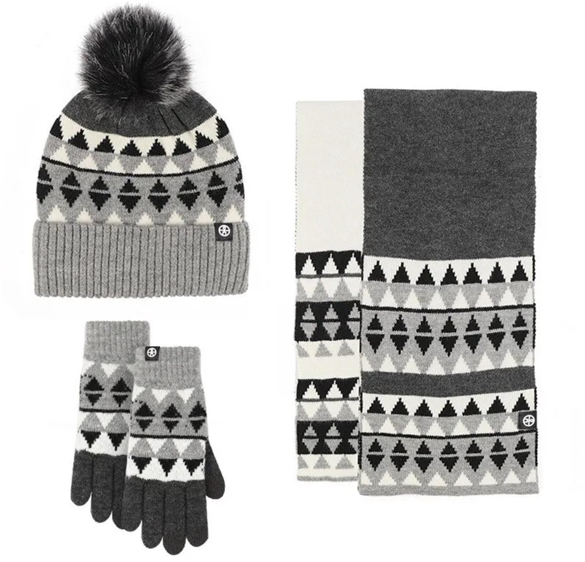 Wollen Winter Set Dames – Muts Sjaal Handschoenen 3 Delig – Warme Wolmix Accessoires – Touchscreen Handschoenen Winddicht & Zacht – Voor Herfst Winter Buitenactiviteiten – Dames – Zwart – 3 Stuks