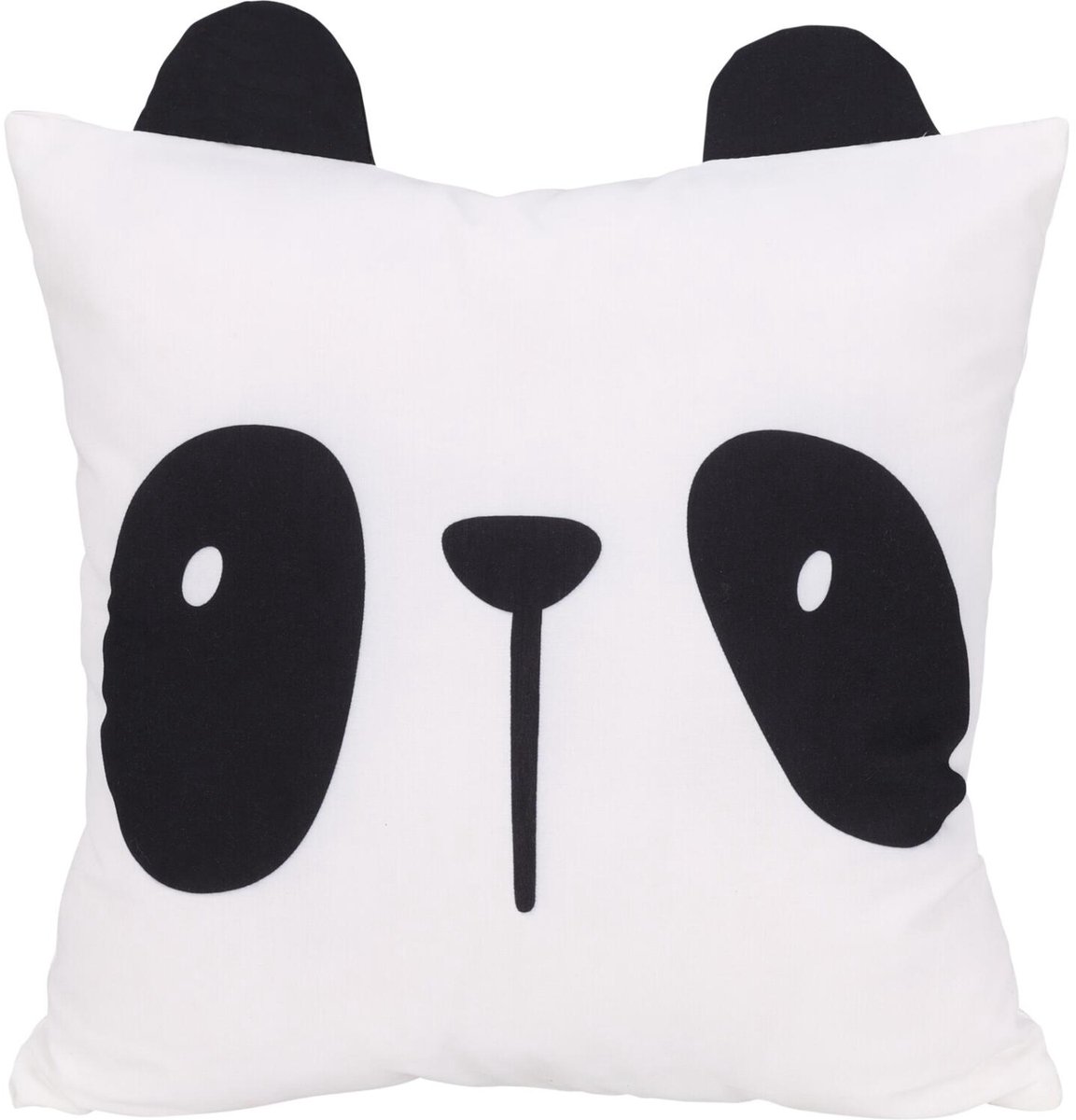 Home & Styling Dieren sierkussen kinderkamer - Panda - wit/zwart - 40 x 40 x 8 cm - polyester