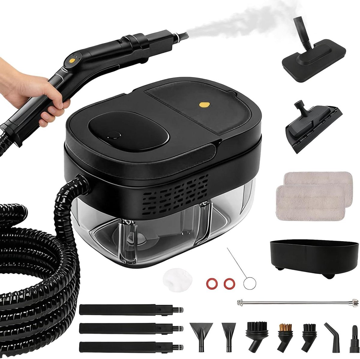 Stoomreiniger Handapparaat - Krachtige stomer - Diepe reiniging - 10 Sec Opwarmtijd - 1.6L Tank - Zwart