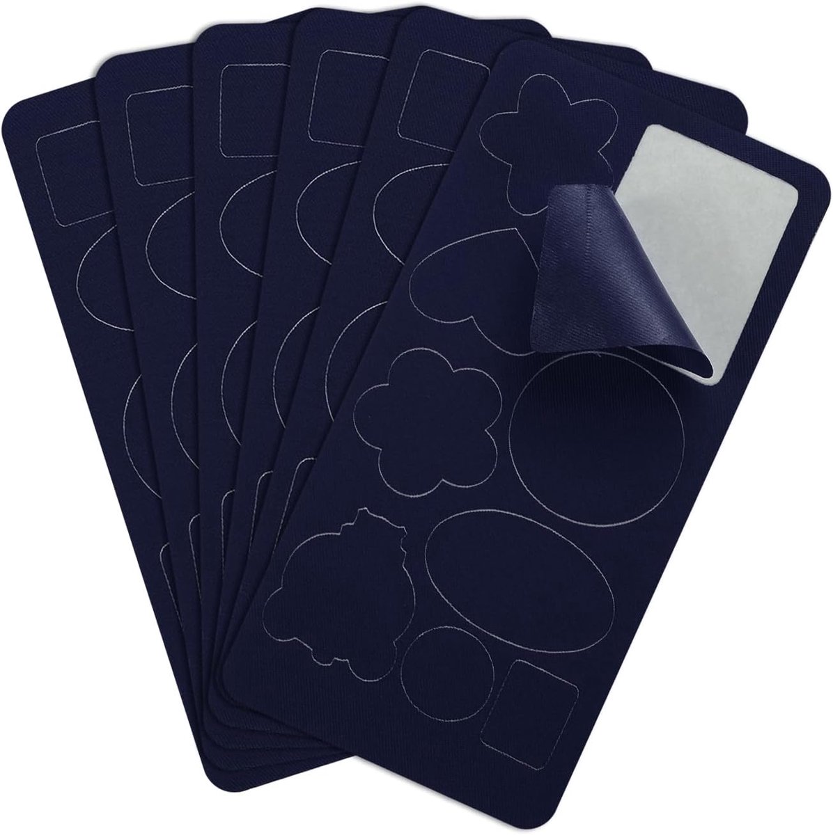 6 stuks reparatiepleisters, 10 x 20 cm, zelfklevende reparatiepleisters voor stofreparaties, waterdichte stoffen voor dekbedden, gordijnen, slaapzak, autostoelen, 9 modellen, donkerblauw