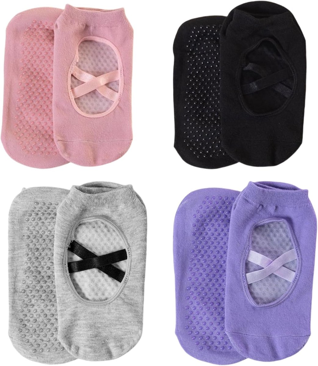 Sokken – antislip yogasokken voor dames en meisjes, eenheidsmaat, anti-slip antislipsokken voor fitness, ballet, dans
