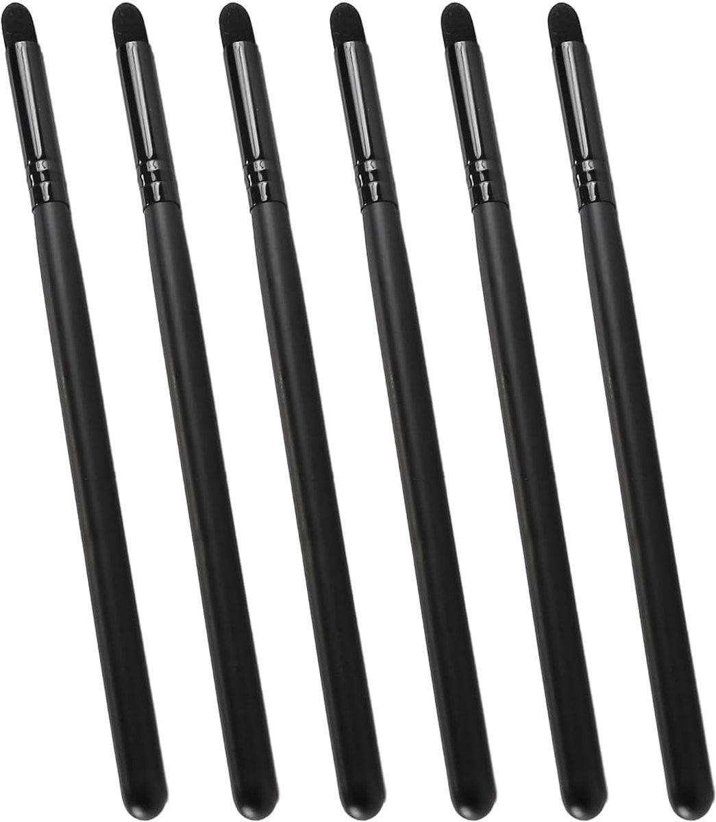 Set van 6 professionele eyeliner-blendingkwasten, oogschaduwblendingkwasten met potloodpunt voor smokey eyes wenkbrauwen en lipliner duurzaam houten handvat en beautytools met sponspunt