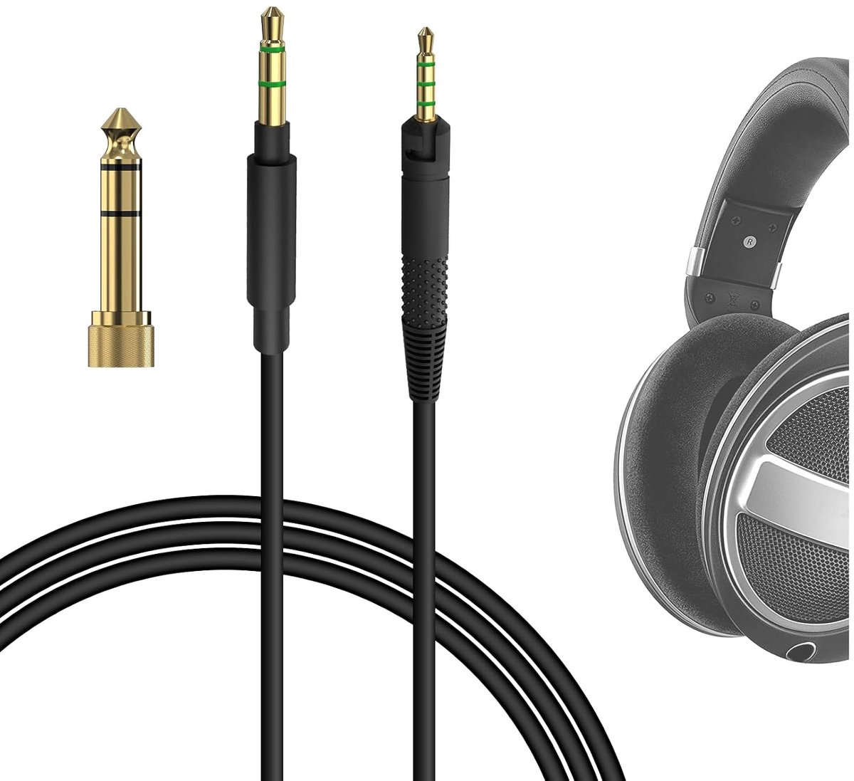 audiokabel voor hoofdtelefoon, compatibel met Sennheiser HD 620S/599/599SE/598/560S/400PRO/579/569/550/505, vervangkabel 3,5 mm naar 2,5 mm stereo (1,2 m)