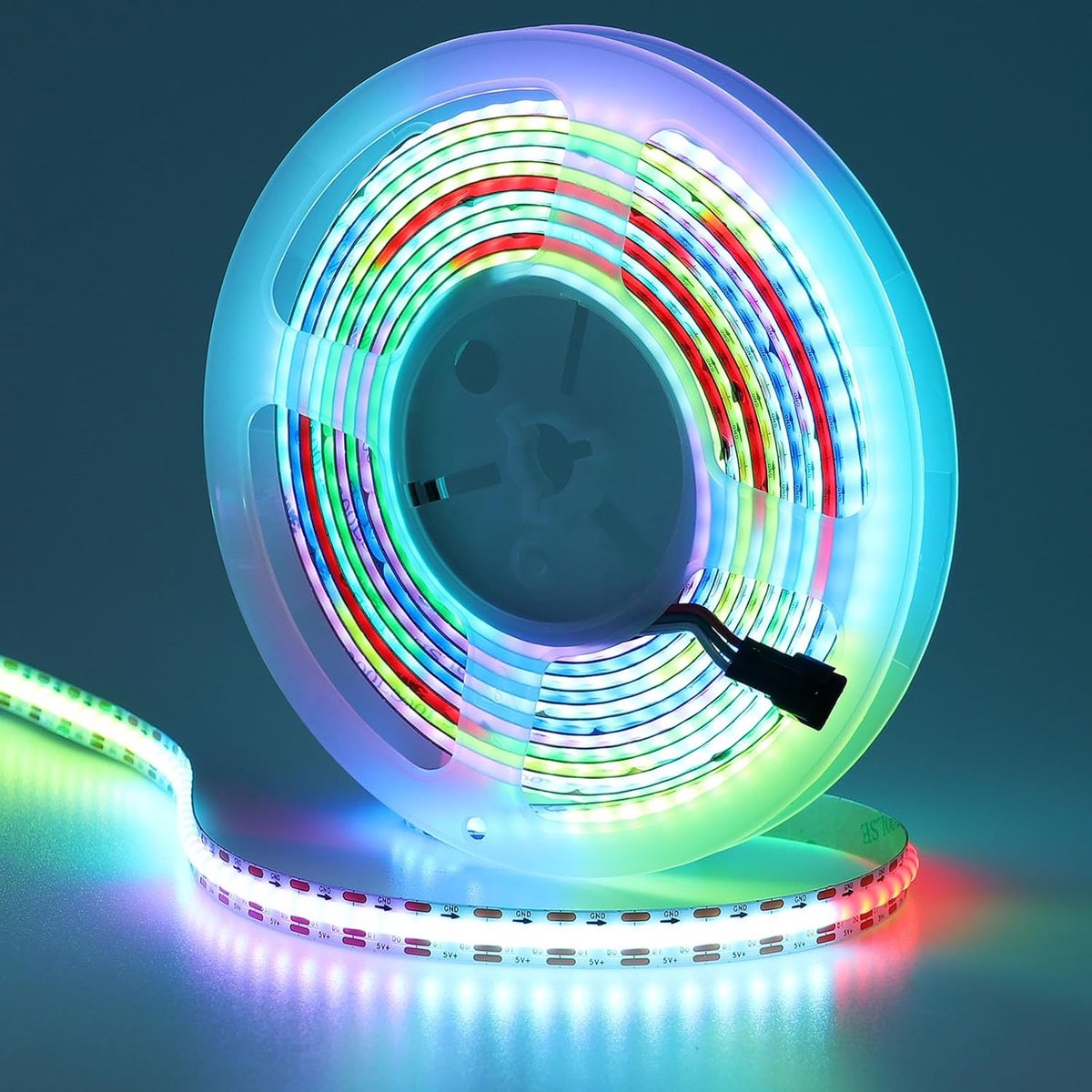 5V WS2812B Adresseerbaar COB LED Strip Droomkleur 5M 160LED/M 13W/M Wit PCB Flexibel IP20 Niet Waterdicht RGB LED-bandlichten voor DIY KTV Bar Decor(Controller en Voeding Niet Inbegrepen)