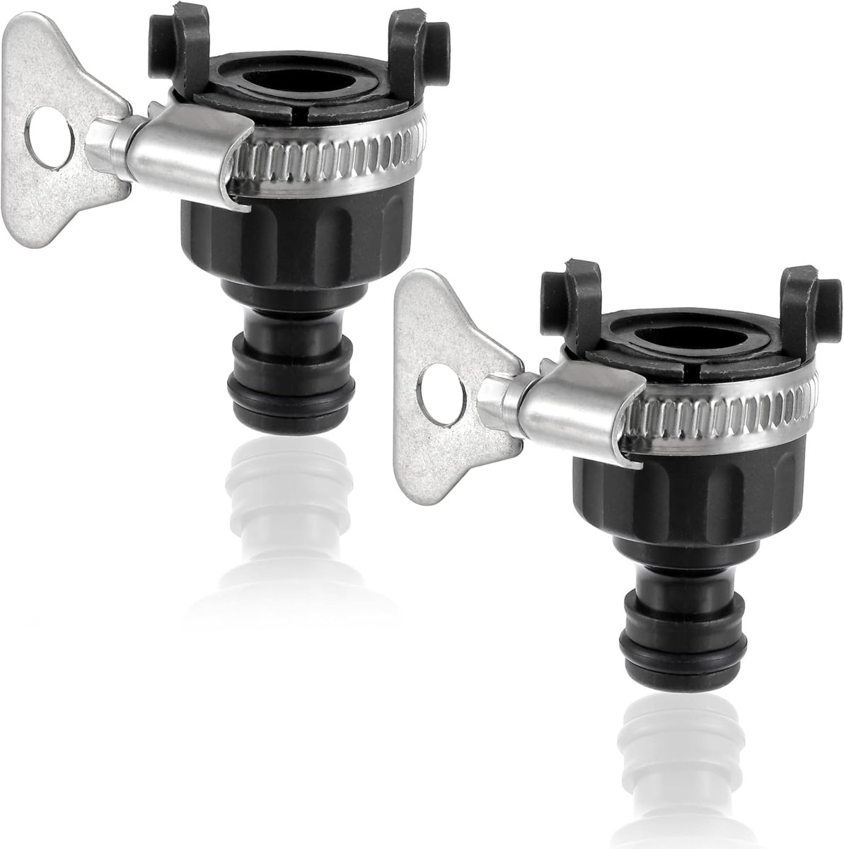 2 stuks Universele slangaansluiting,instelbaar, kraanaansluiting,zwart | kraanadapter voor tuin, keuken, badkamer, tuinslang voor binnen en buiten