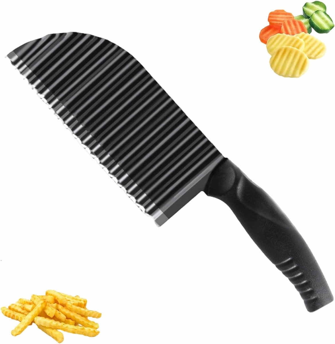 roestvrij staal, gegolfd, ribbelmes voor friet, professionele aardappelsnijder voor salade, groenten en fruit
