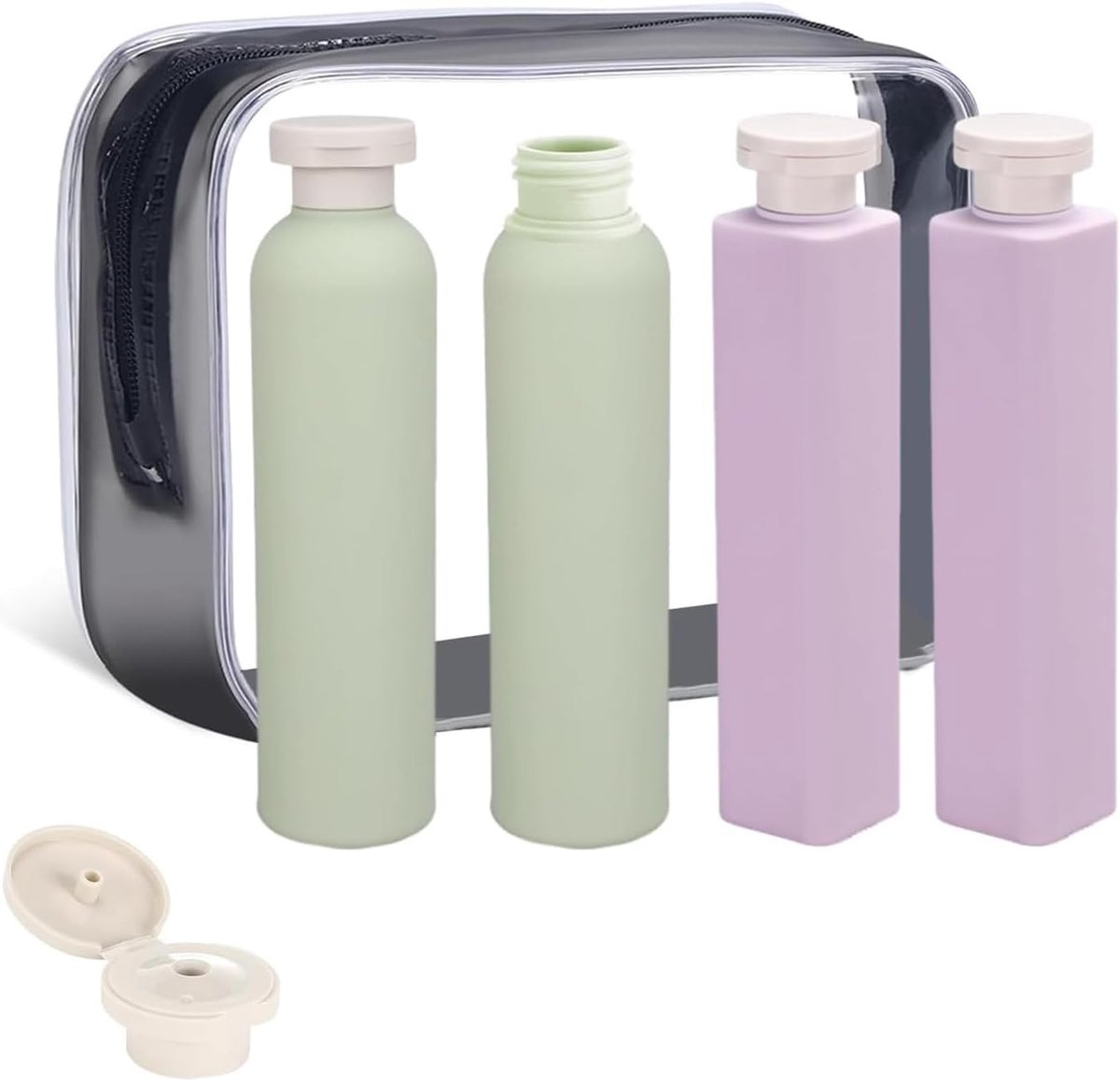 4 stuks reisflessen om te vullen 260 ml/250 ml reisformaat bevatters reis essentials reisflessen met etiket herbruikbaar om shampoo douchegel lotion en toiletartikelen na te vullen