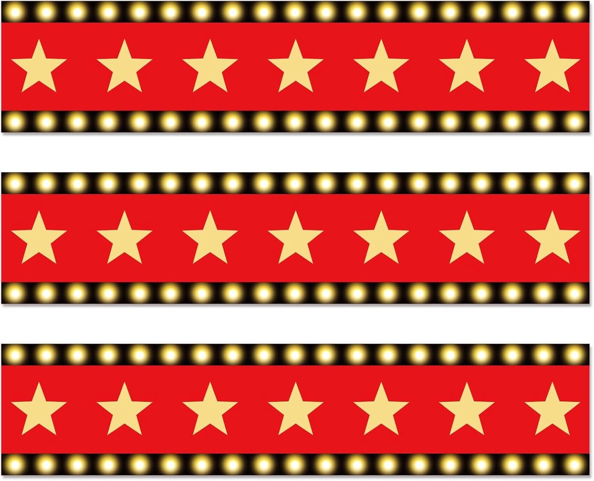 Eetbare Cakerandstrips, 28x6,2cm Voorgesneden Filmavond-Rode-Loperprint van Kleefrijstpapier Cakeranden voor Verjaardagsfeestdecoratie