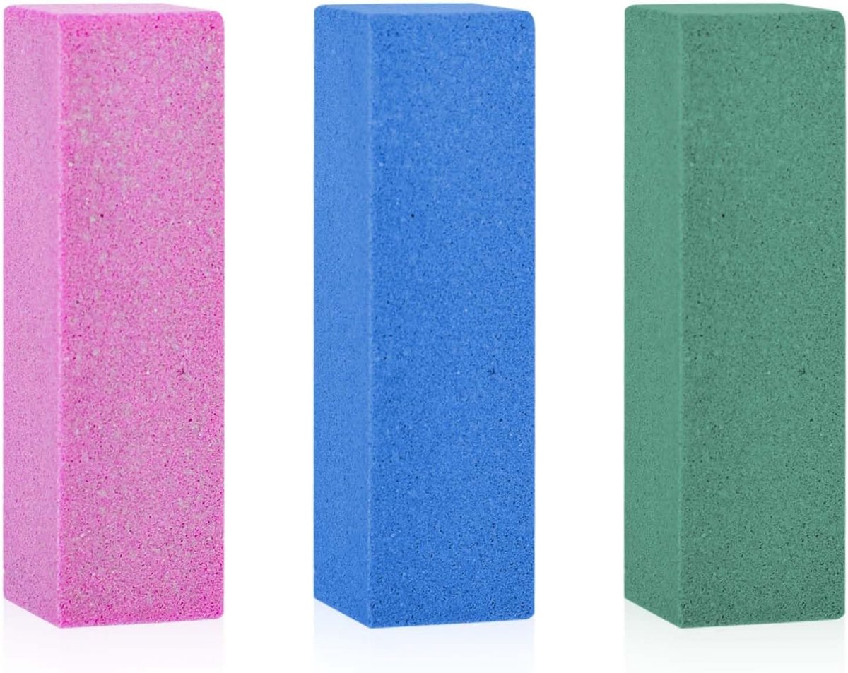 3 Stuks Gummy Rubber Schuursteen, Snowboard Gummy Steen Rand Slijp Rubber Blok Steen Zachte Harde Stenen Ski Tuning Apparatuur voor het Verwijderen van Roest en Bramen (Roze, Groen, Blauw)