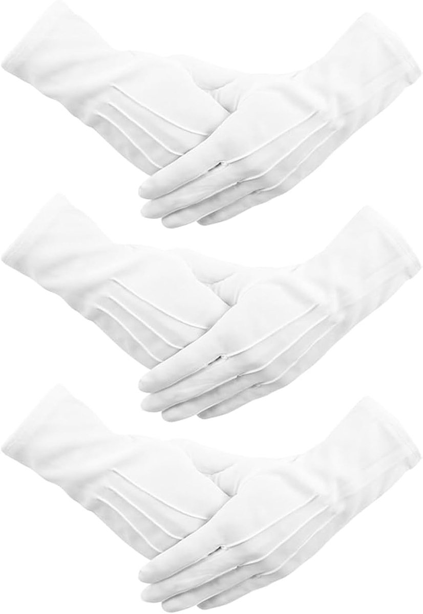 Handschoenen, witte handschoenen van zachte stof, comfortabele en ademende katoenen handschoenen, werkhandschoenen voor inspectie van sieraden, argenterie of fotocontrole