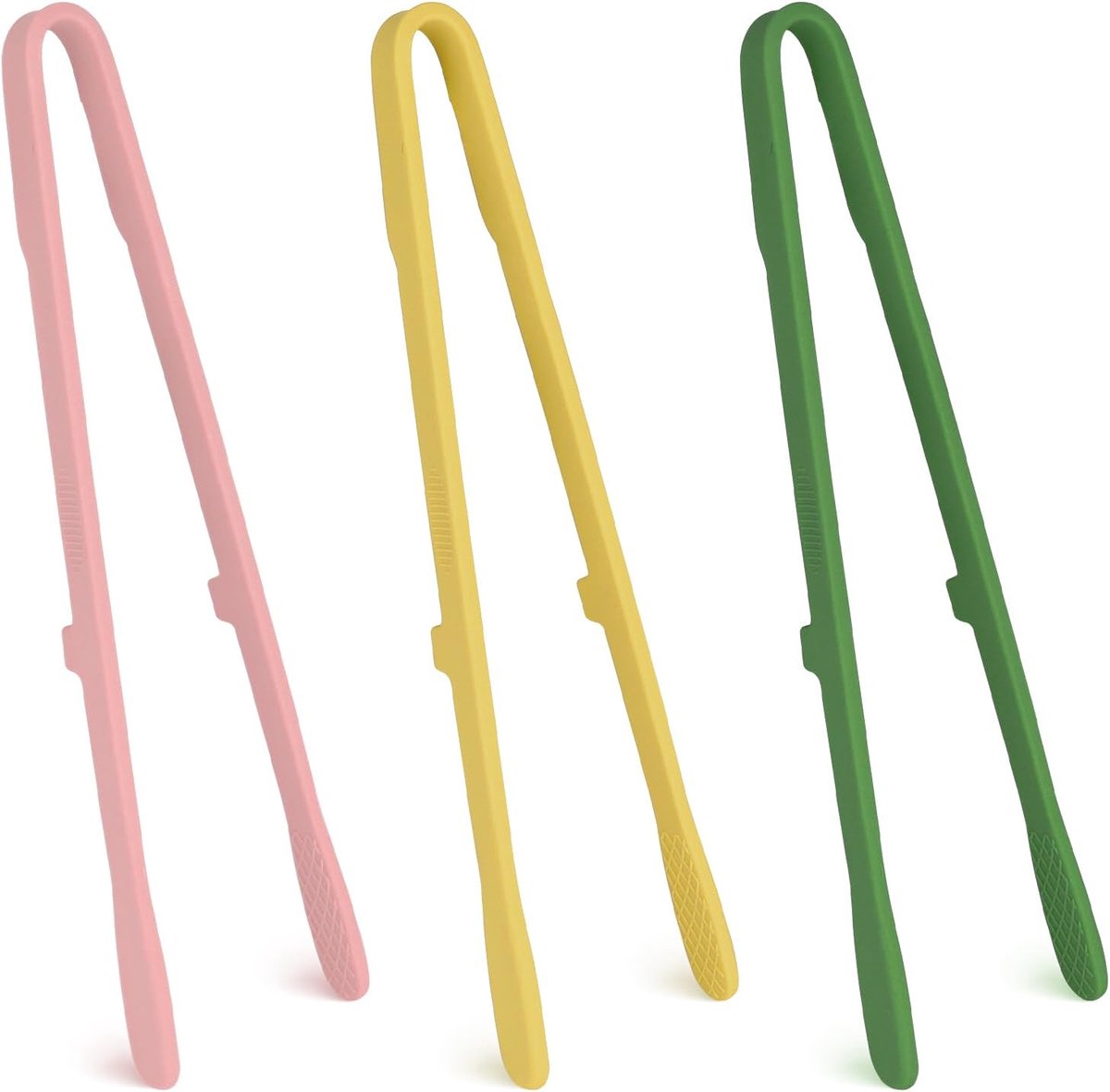 Set van 3 siliconen tangen voor koken en serveren, 26,4 cm kleine keukentang, skinny pincet, antislip en hittebestendig voor broodrooster, salade, voedselbarbecue, grillen, spek