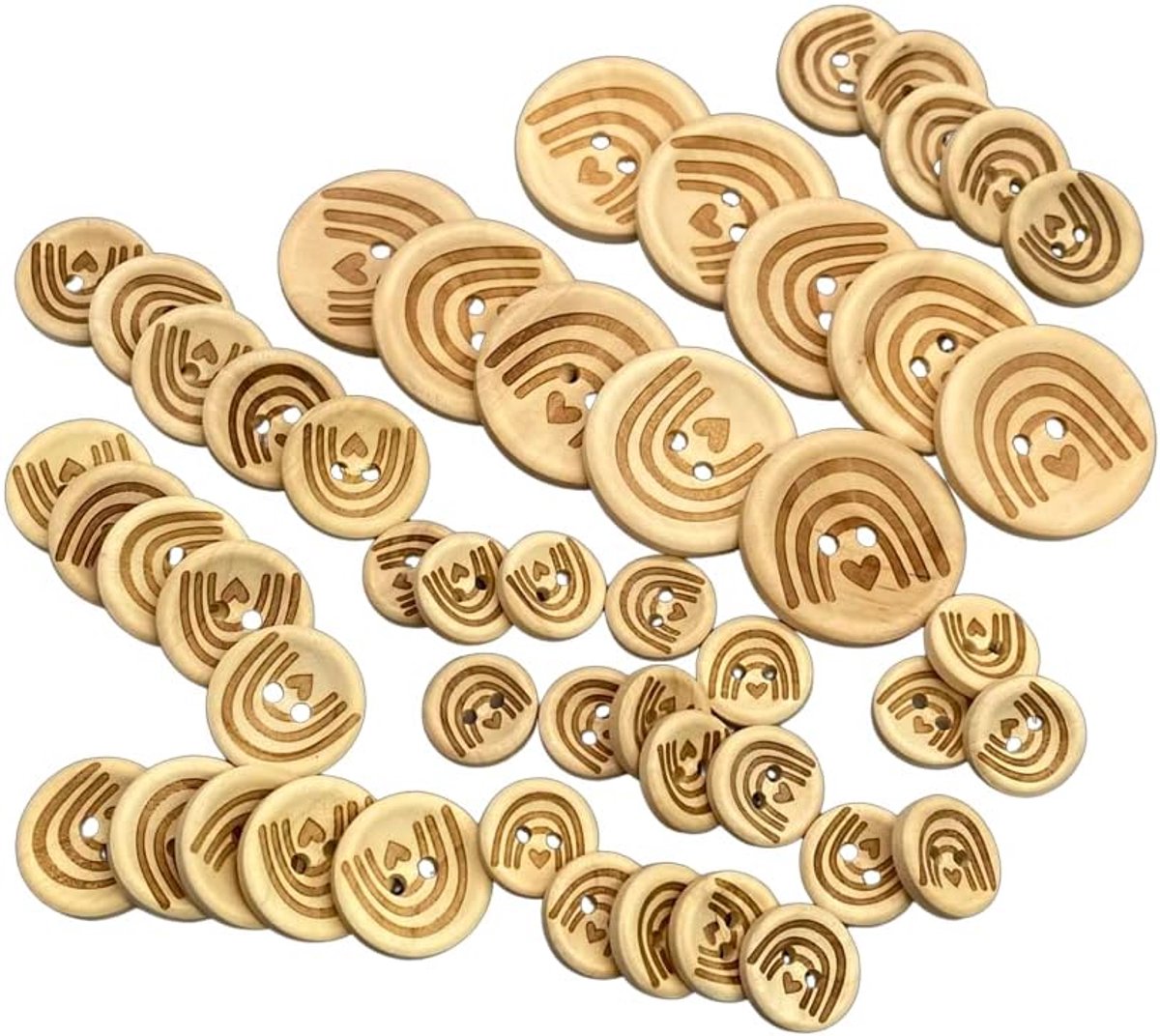 50 stuks houten knop regenboog houten knop 15 mm 20 mm 30 mm