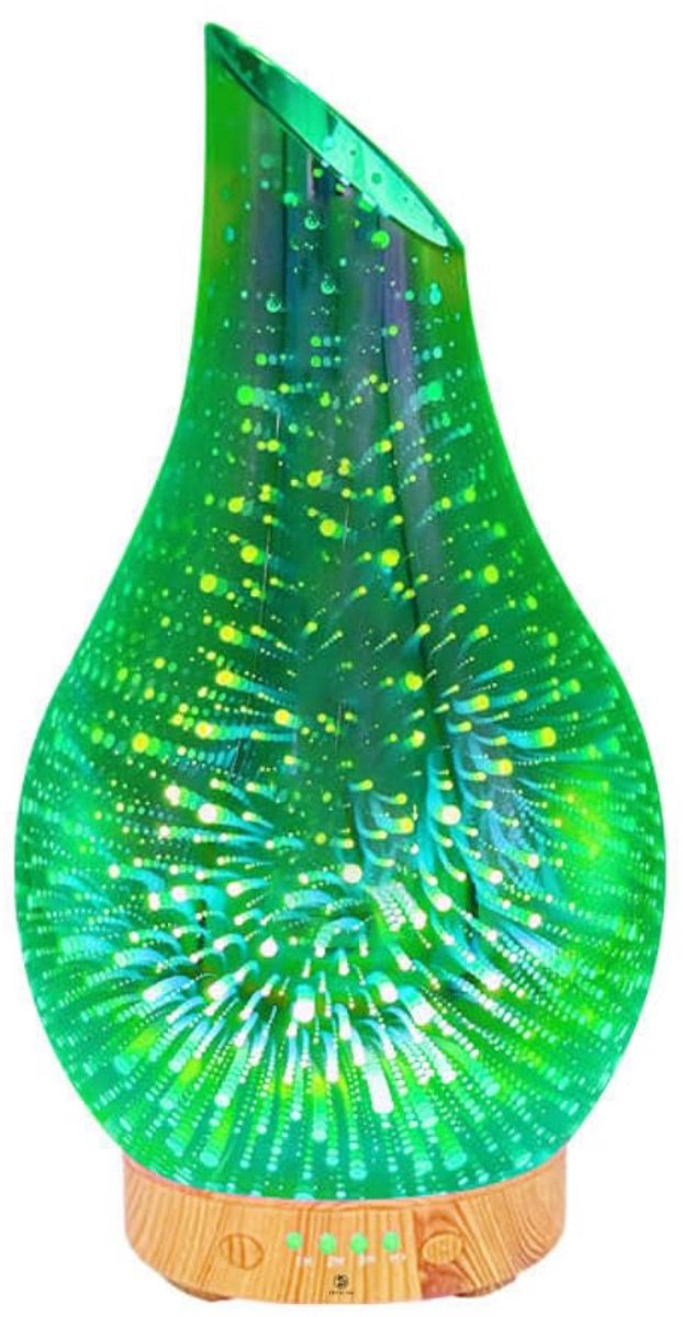 Glazen Aroma Diffuser - Geurverspreider Vernevelaar - Ruimte Ontspanning - Handgeblazen 3D Glas - 100 Milliliter - Groen