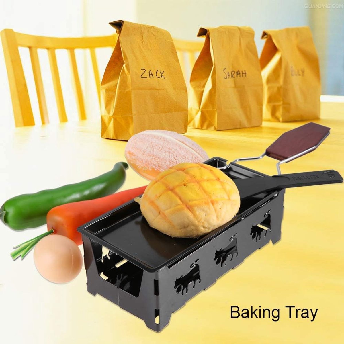 Tyenaza Mini Raclette - Non-Stick Kaas Smelter Grill met Houten Handvat — cadeau in Kookcadeaus - foto 3