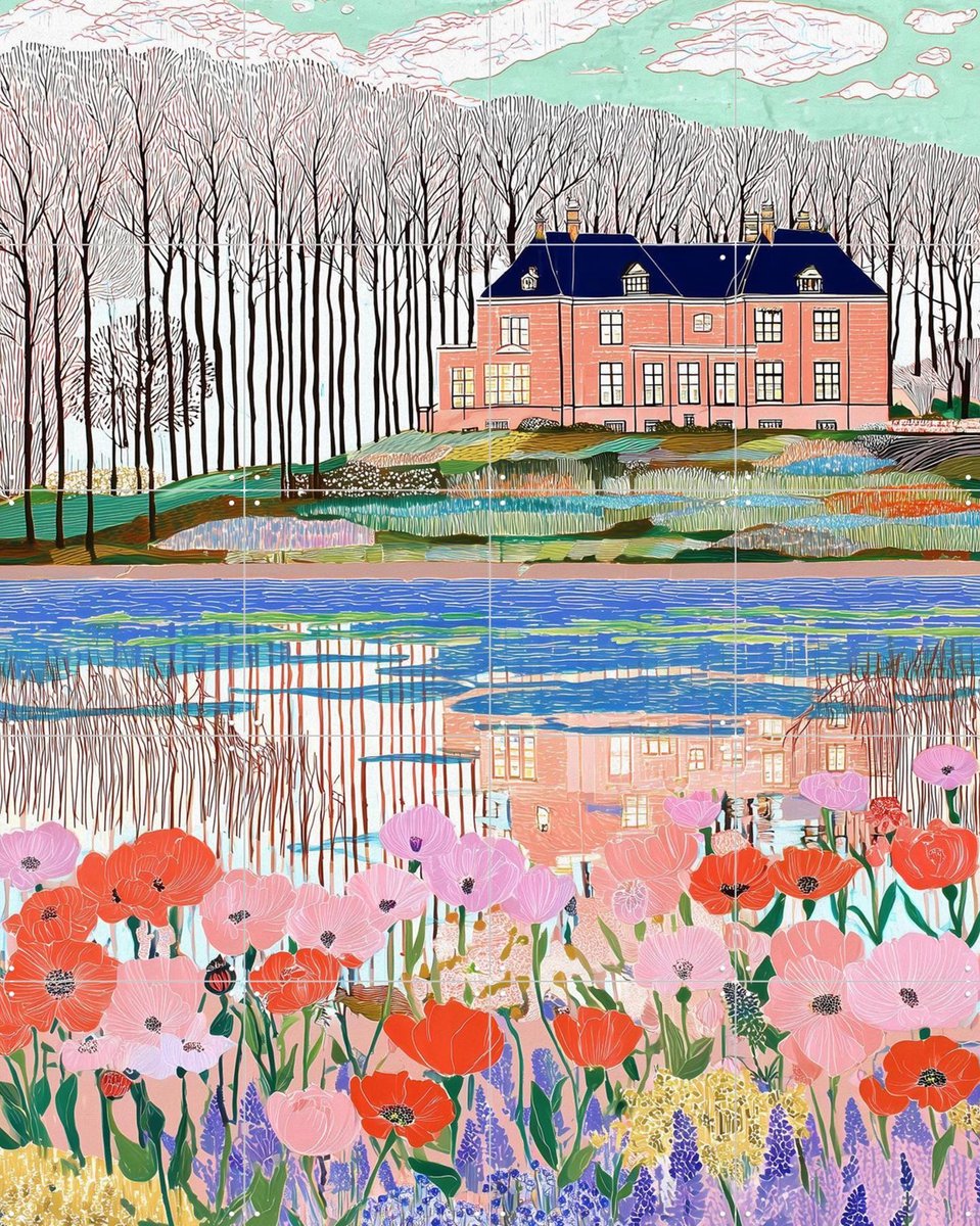 IXXI Aan de Amstel, Artclaud - 80 x 100 cm - Gratis ophangtool - Grote wanddecoratie en posters - Kleurrijk, Modern, Speels, Gang, Woonkamer