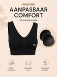 Zwarte Comfy Bra met verwijderbare pads, zelf te verwijderen, natuurlijke vorm, persoonlijk comfort.