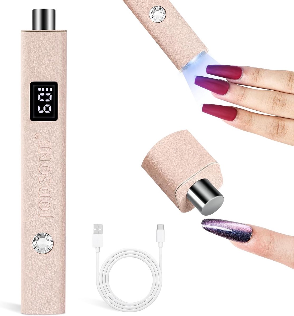SnelShoppen - Handheld UV-lamp Mini Draadloos met Magneet voor Nageldrogen - Oplaadbare USB Nagelverharder - Cat Eye Effect in Roze - Ideaal voor Thui