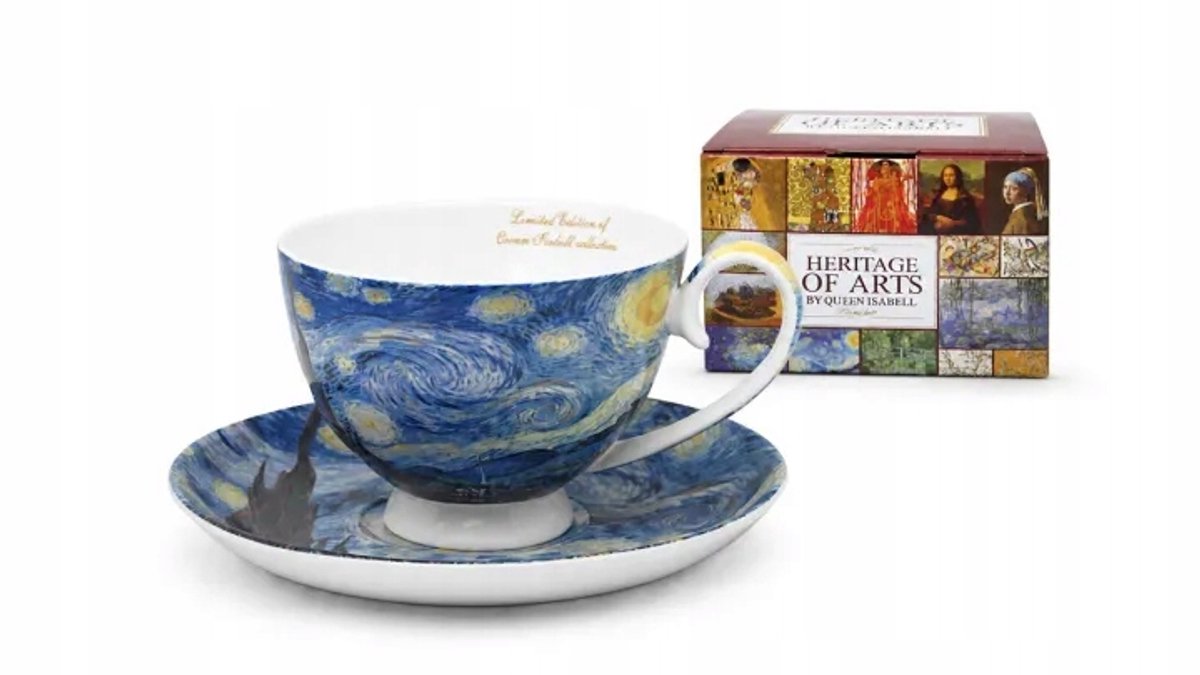 Van Gogh Sterrennacht Kop & Schotel - Luxe Kunst Cadeau