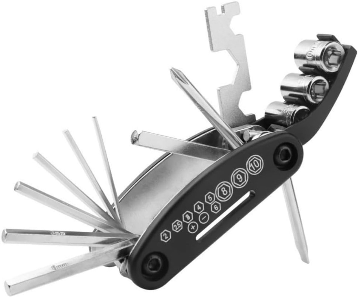 1 stuks‑reparatieset‑fiets reparatie‑opvouwbaar draagbaar‑moersleutel en schroevendraaier set‑multifunctionele fiets reparatie‑en bandenplakset‑zwart