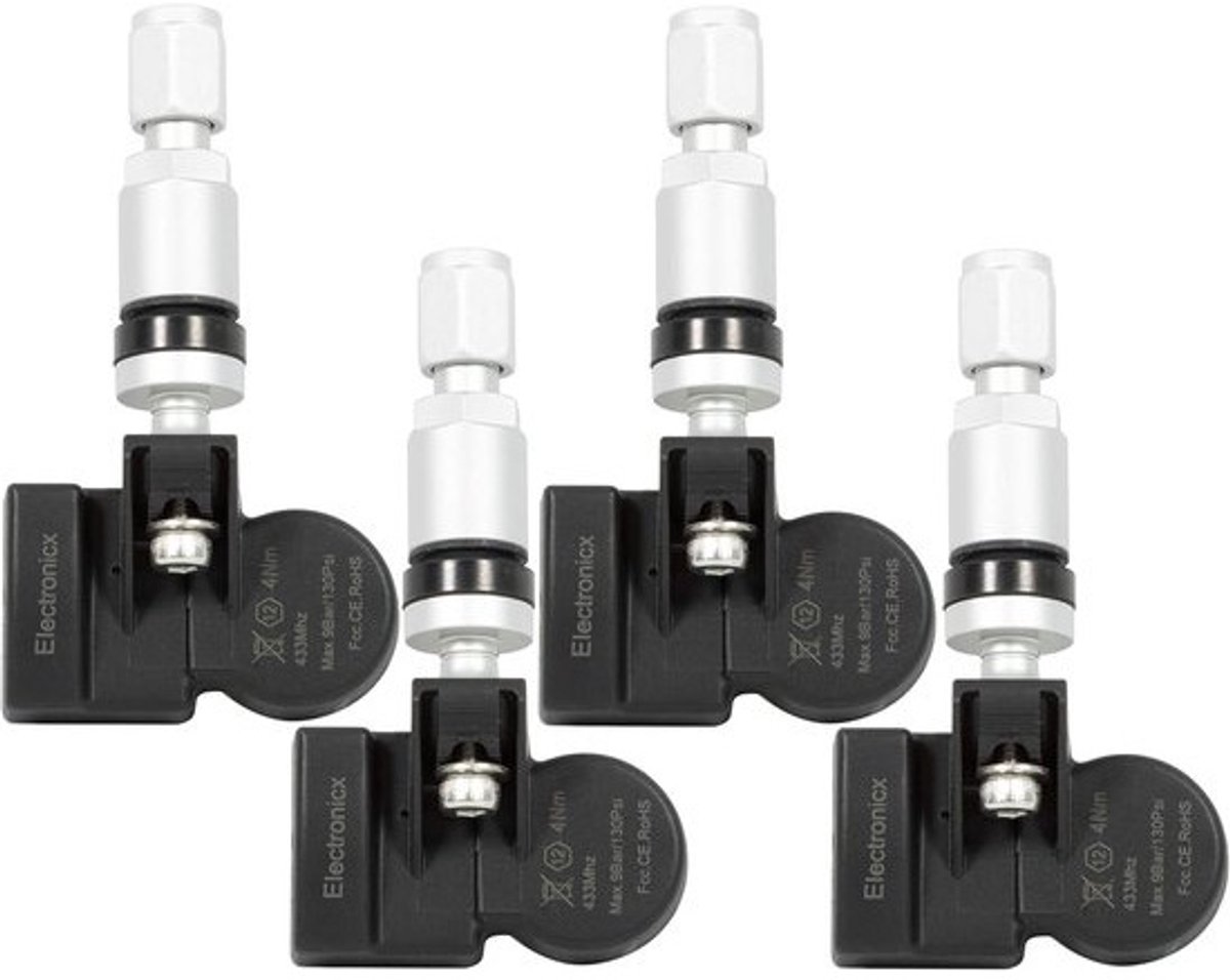Bandensensoren - TPMS sensoren - Veiligheid verbeteren - Voorgeprogrammeerd - 433 MHz - Zilver