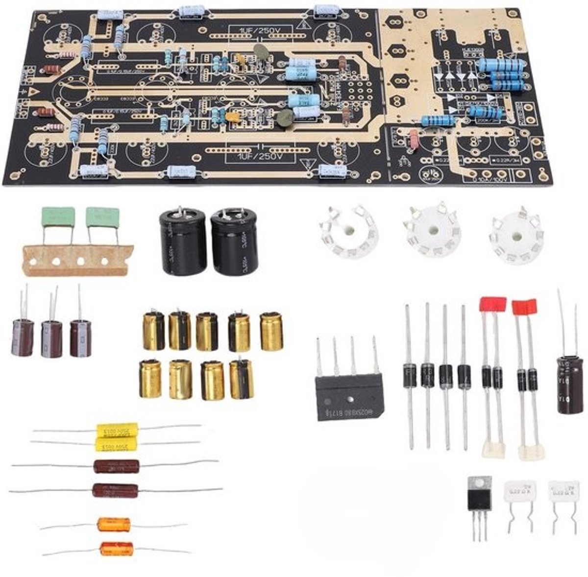 Phono Versterker - Draaitafel Versterker Kit - HiFi Geluid - Met 12ax7 Buis - 130x285mm Printplaat