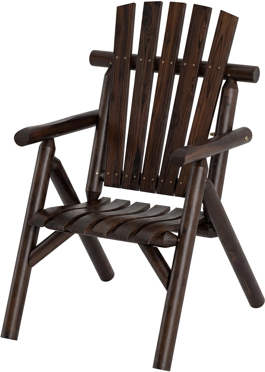 SureDeal® - Tuinstoel - Één Persoon Massief - Hoge Rugleuning Armleuningen - Zitting Latten - 67x81x107 cm - Bruin