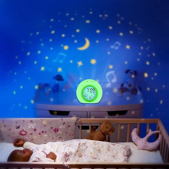 Digitale Kinderwekker - Sterrenprojector Wekker - Kinderkamer Decoratie - 7 Kleuren Projectie - 9 x 10 cm - Groen — afbeelding 3