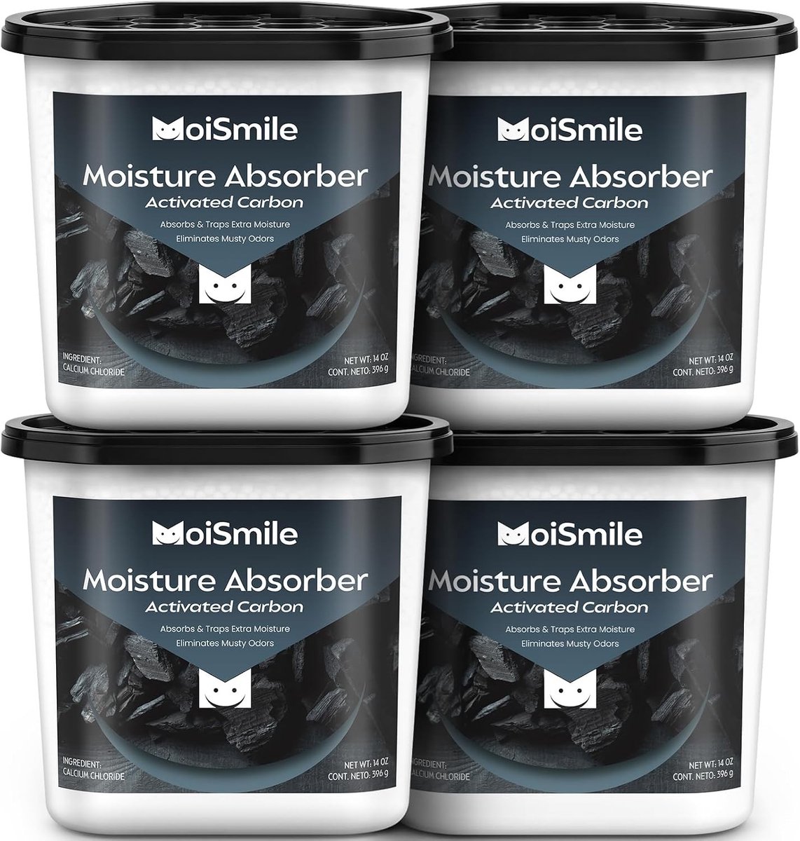 Vochtabsorberende geactiveerde houtskool voor optimale luchtkwaliteit en geurverwijdering - 4 Pack 14oz