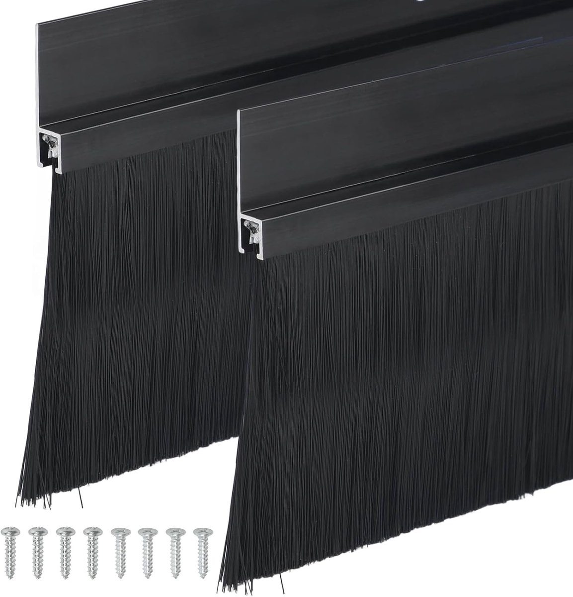 2 Stuks Borstelafdichtstrip 1000 mm x 100 mm met Aluminium Houder voor Deurafdichting, Borstel, Tochtstrip, Geluidsisolatie