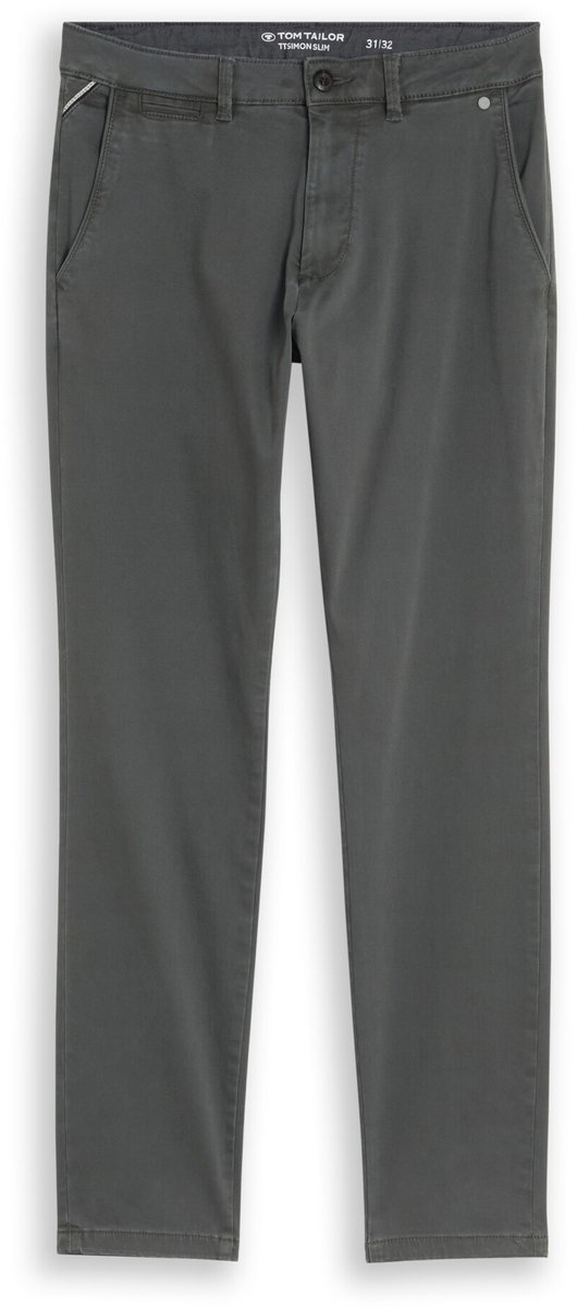 Tom Tailor - TTSIMON SLIM chino met gewassen look - Maat 30/34 - Darkest Olive