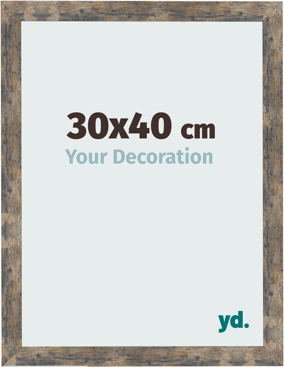Your Decoration - Fotolijst 30x40 cm - MDF - Blauw Goud Gemeleerd - Bologna