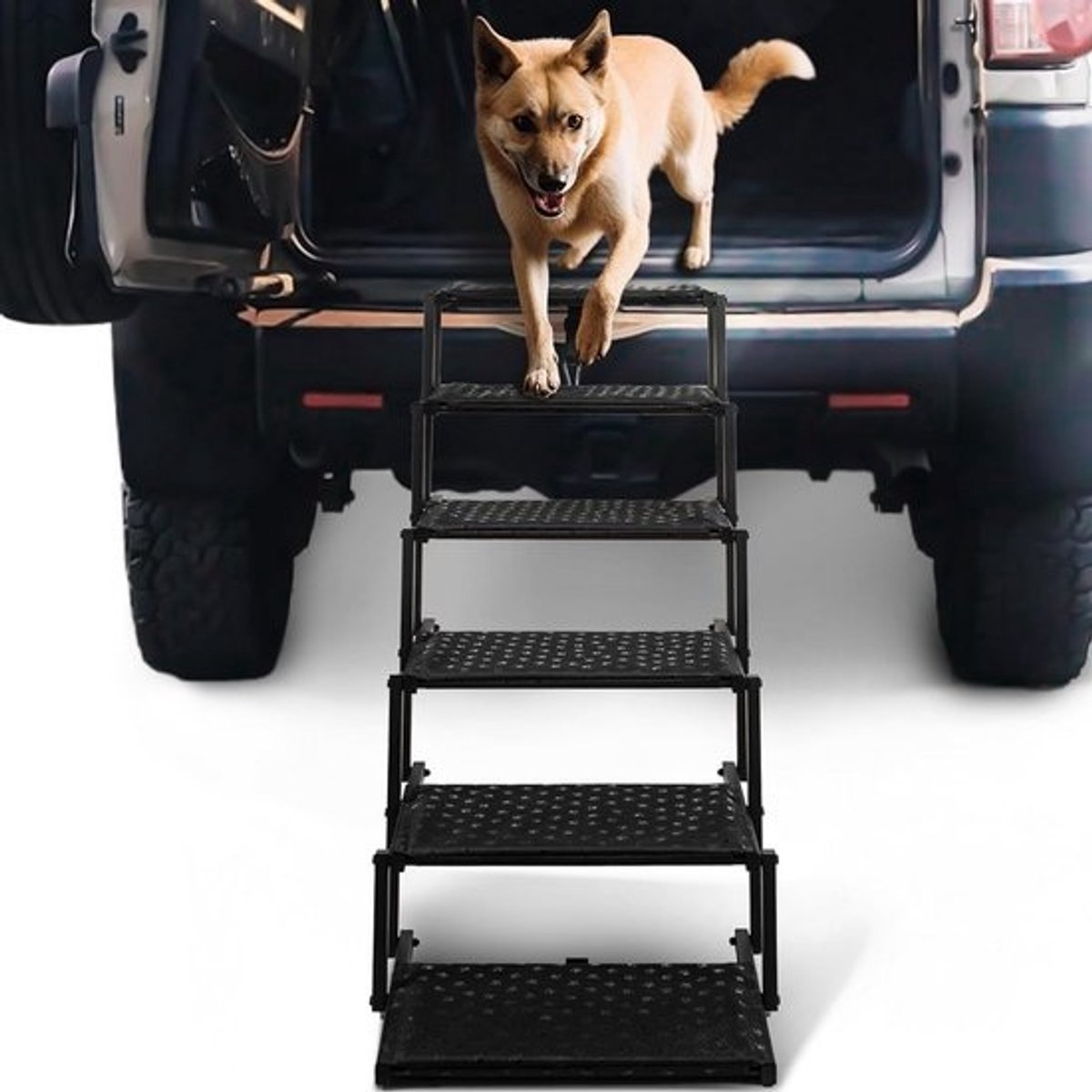 Opvouwbare Hondentrap Auto voor Grote Honden - Draagbare Hondenoprit met Antislip, 6 Treden tot 90 kg