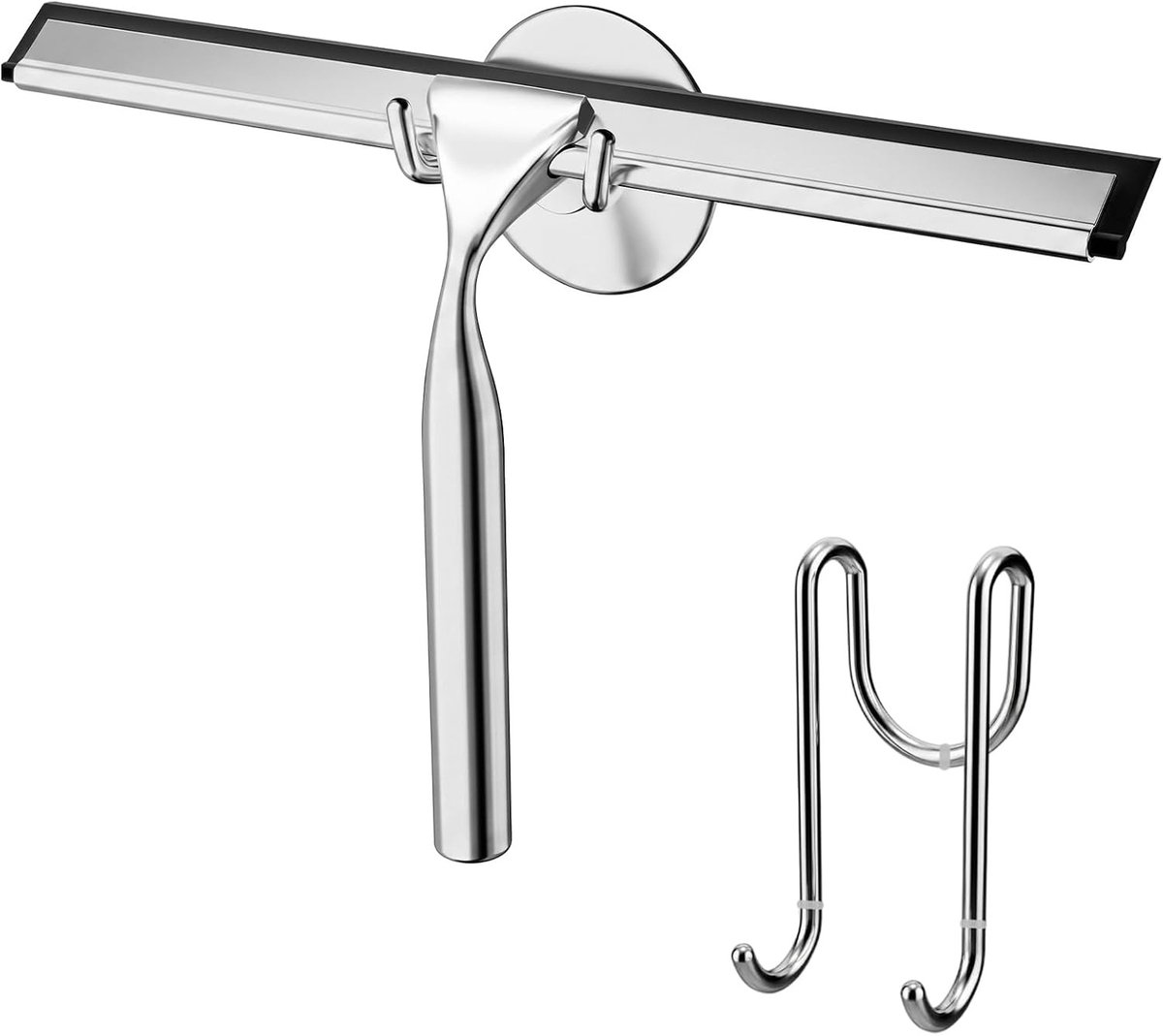 Douchewisser - Zilver - 25,6 x 16,5 cm - Roestvrij Staal en Zinklegering - Voor Badkamer en Spiegels