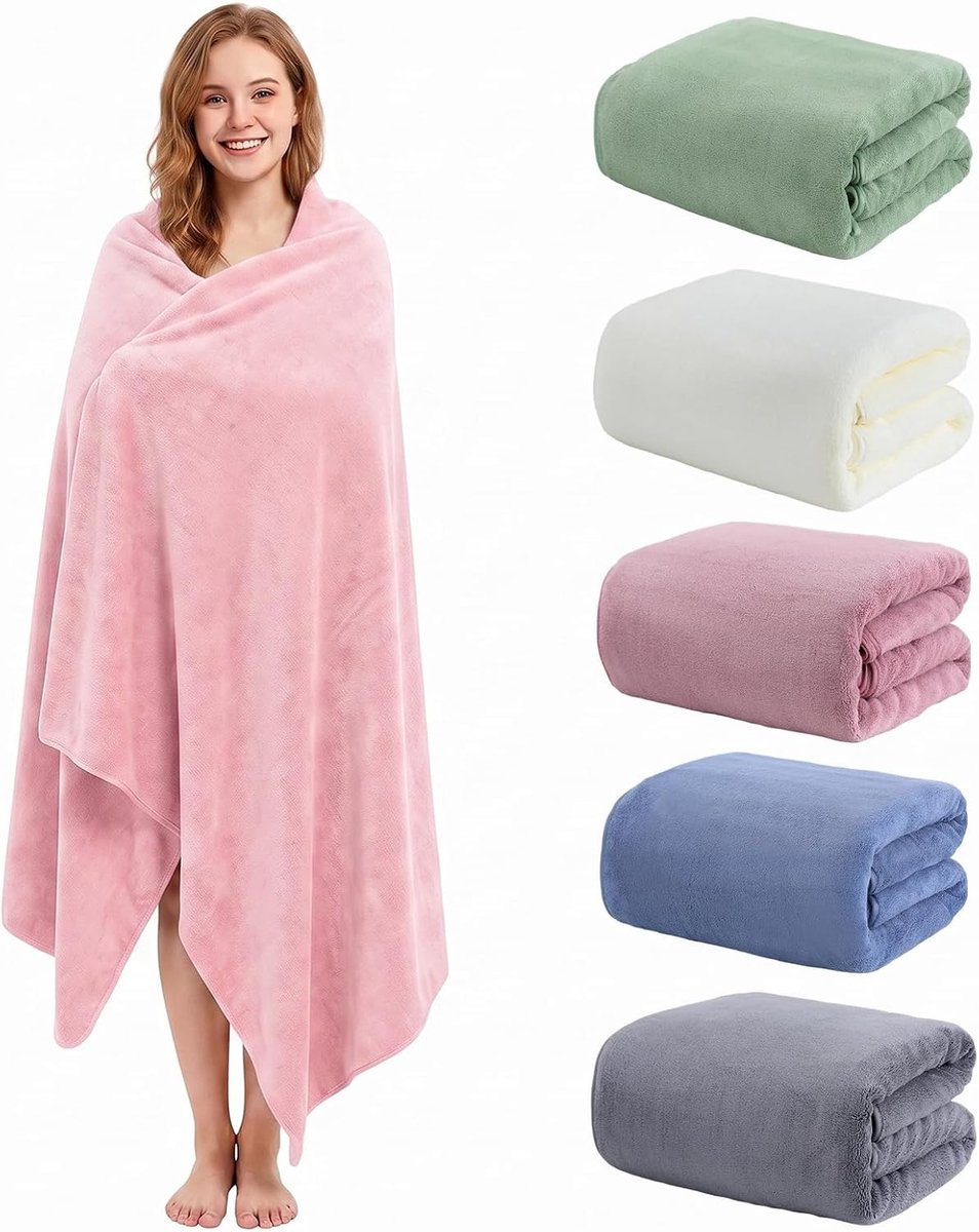 Badhanddoek - Roze - 105 x 200 cm - Microvezel Katoenmix - Voor Thuis en Op Reis