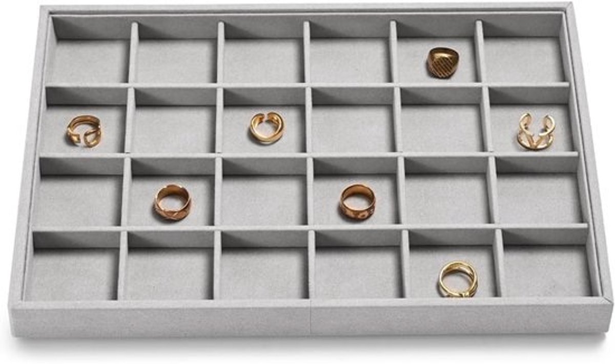 Juwelen Organiser - Sieraden Bakje - Sieraden Opbergen - Stapelbaar Ontwerp - 35x24x3cm - Grijs