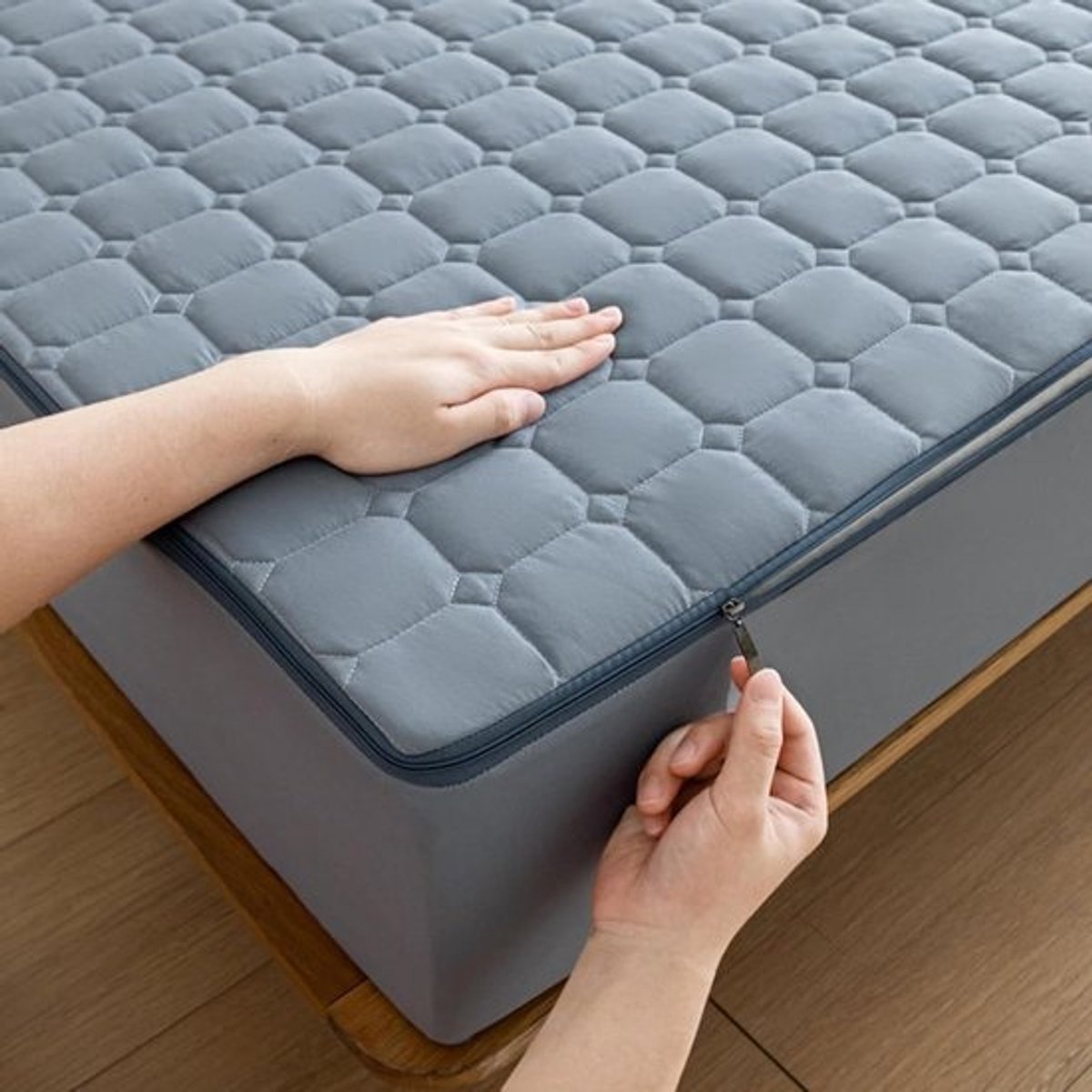 Matrashoes - Matrasbeschermer Matrasafdekking - Matras Beschermen - Volledige 6-zijdige bescherming - 160x200+21 cm - Blauw