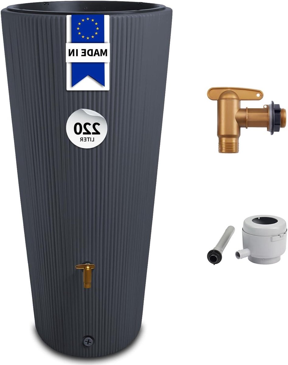 Regenton Set - Water Opslag - Tuin Bewatering - Inclusief Kraan - 220 Liter - Grafiet Grijs